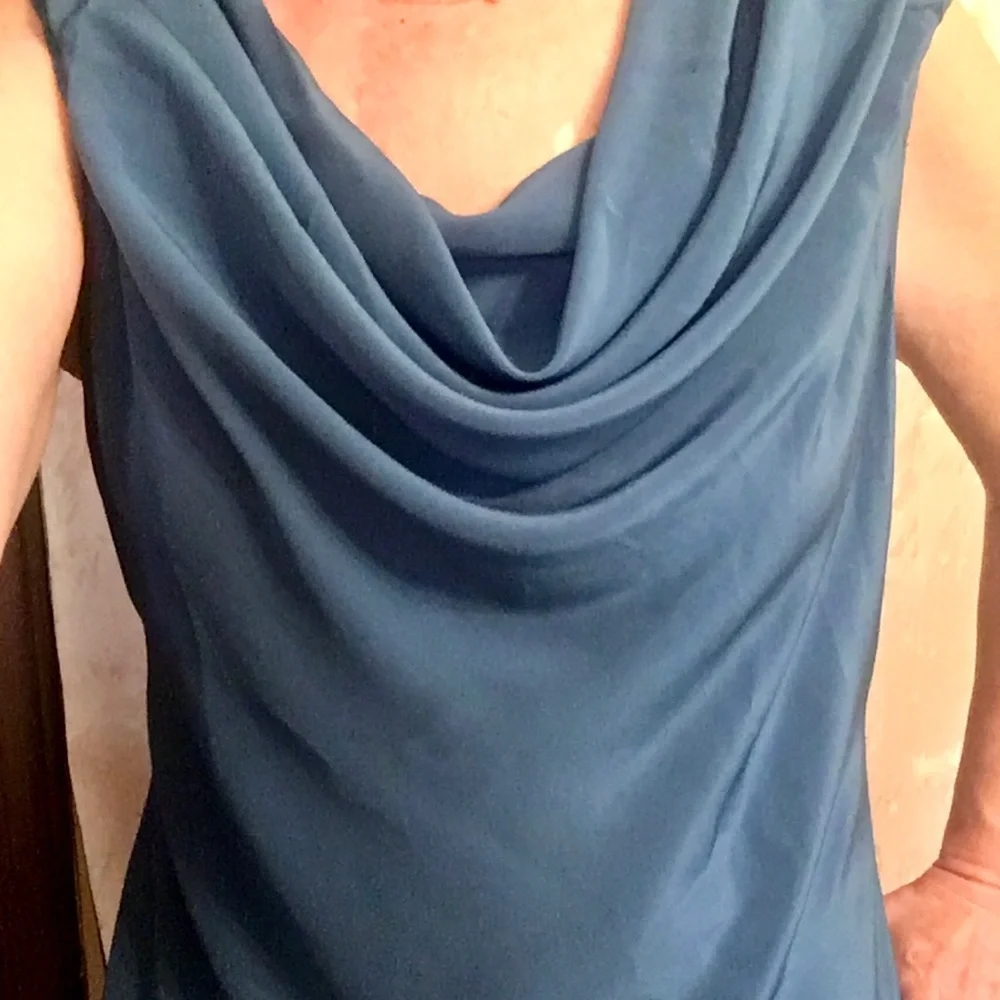 Trina Turk Blue 100% Silk Blouse - Picture 9 of 16